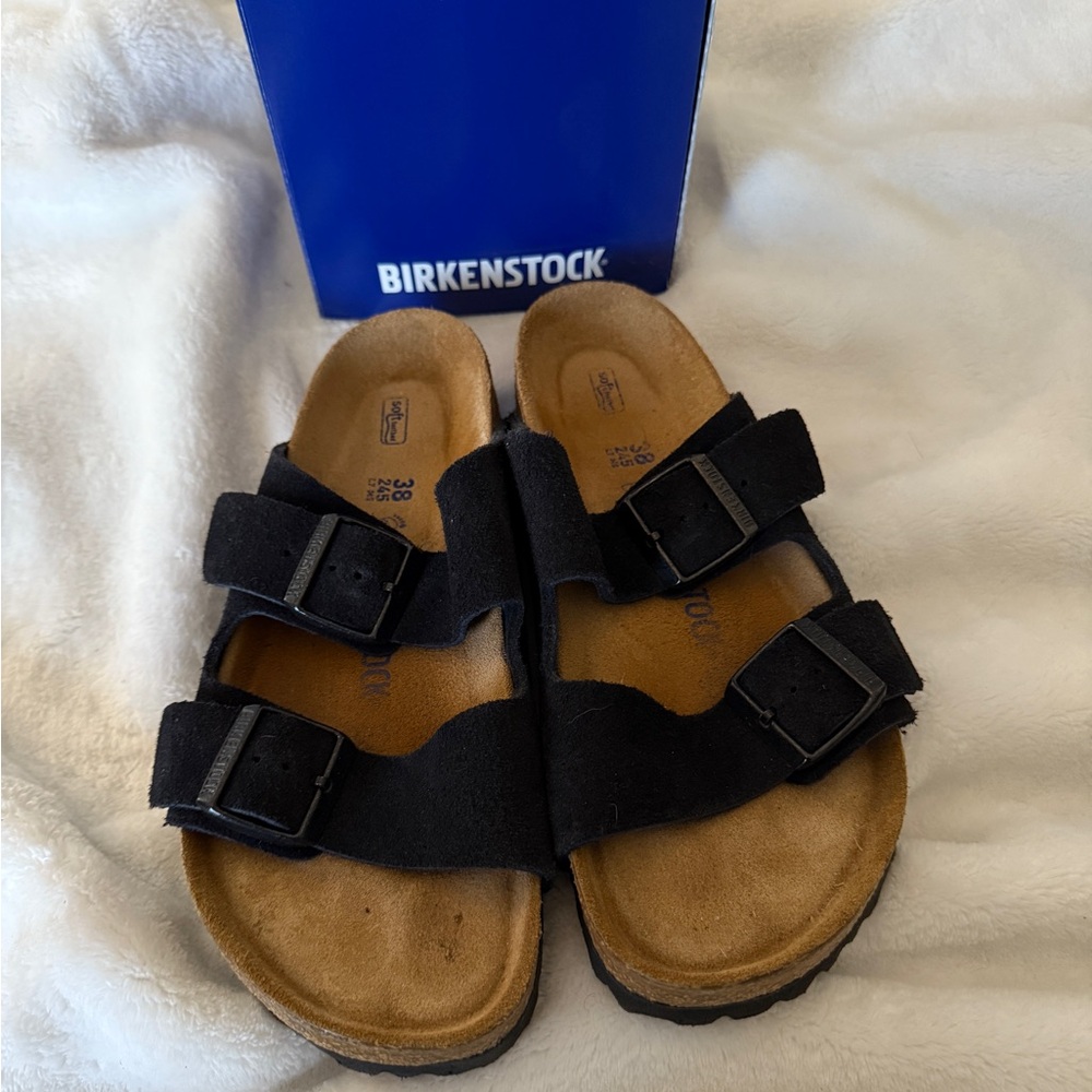 Birkenstock Arizona sandal size 38 black suede